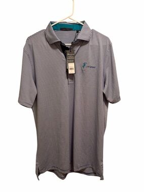Greyson Striped Polo Shirt - Blue/White. Size L. New with tags